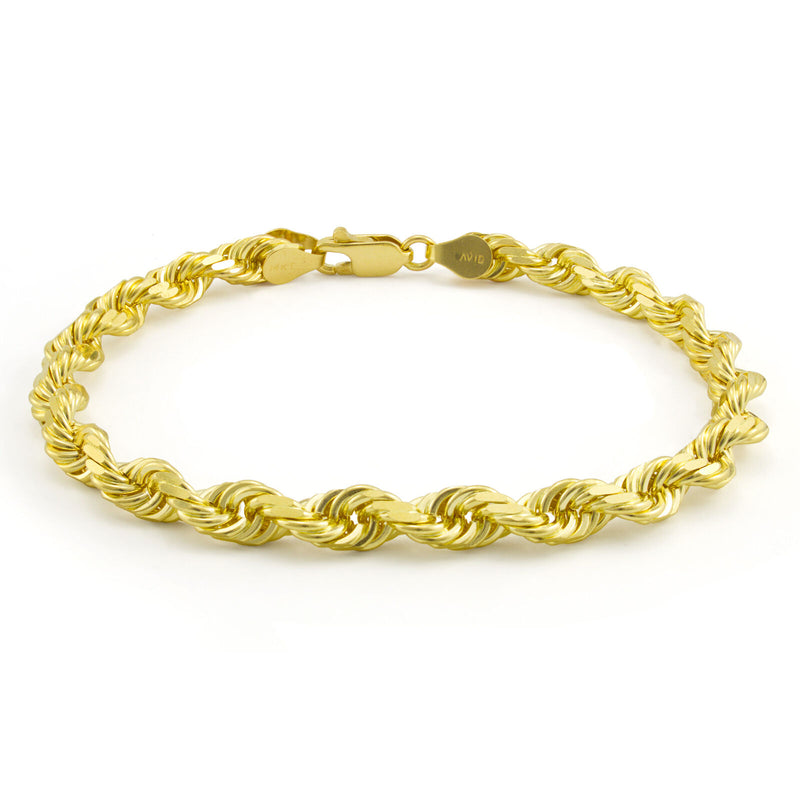 Solid 14k Gold Diamond Cut Rope Bracelet