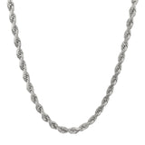 Solid 14k White Gold Diamond Cut Rope Chain